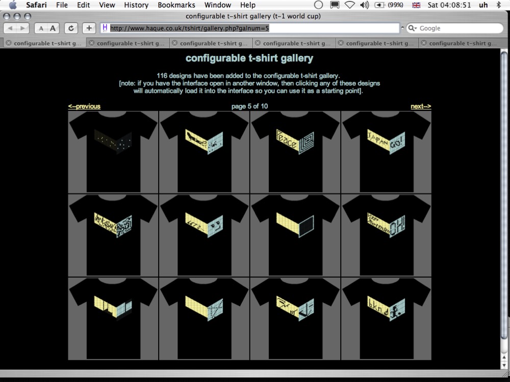 Configurable T-Shirts gallery of public contributions