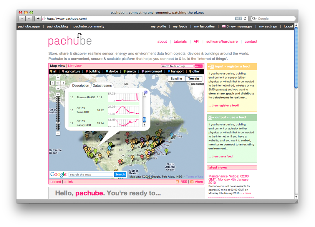 Pachube website, 2009